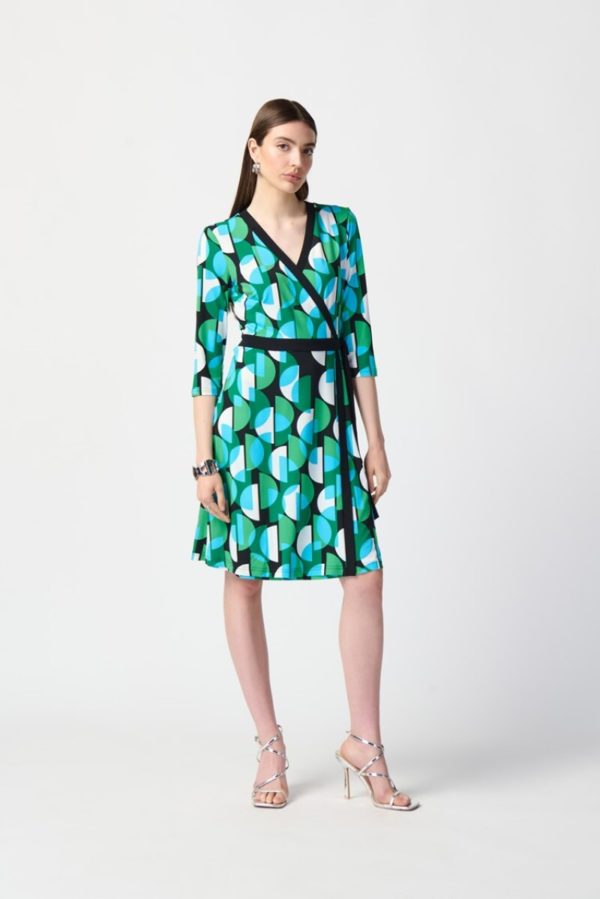 Jade print belted dress