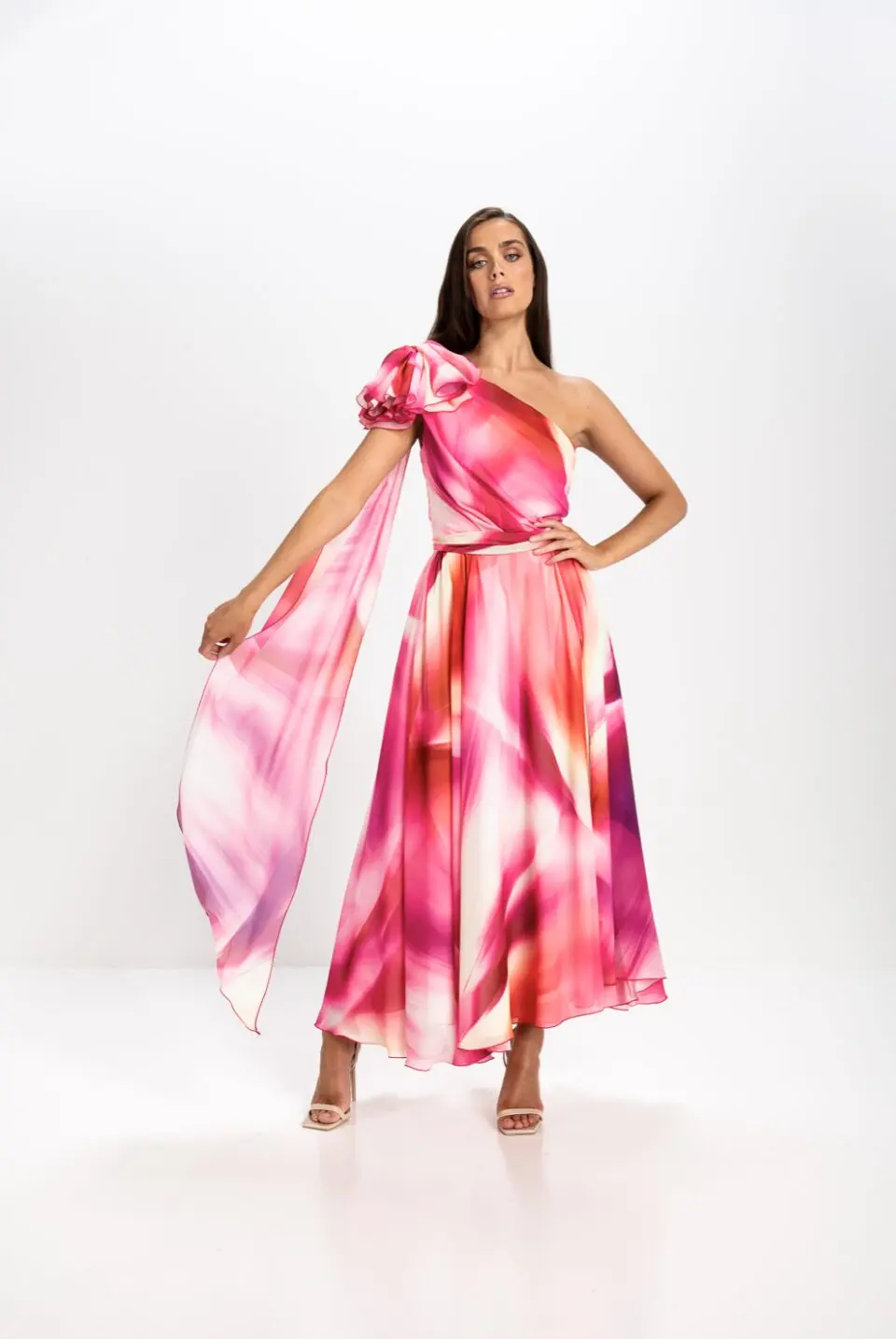 tight pink bridesmaid dresses Roma Hot Pink Satin Bridesmaid Dress | Halterneck Maxi | Sizes 822
