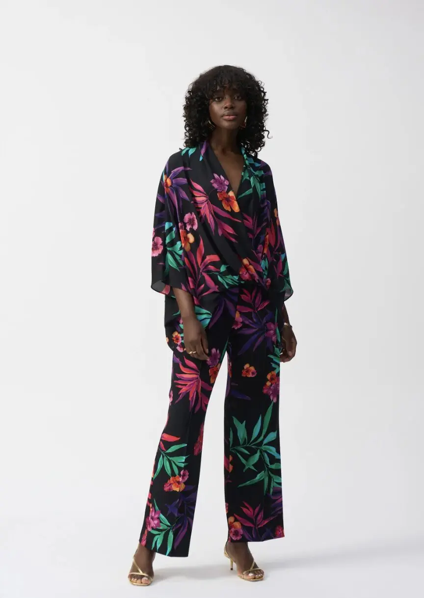251127 Black Multi Floral Top - Joseph Ribkoff | Mary's Of Enfield
