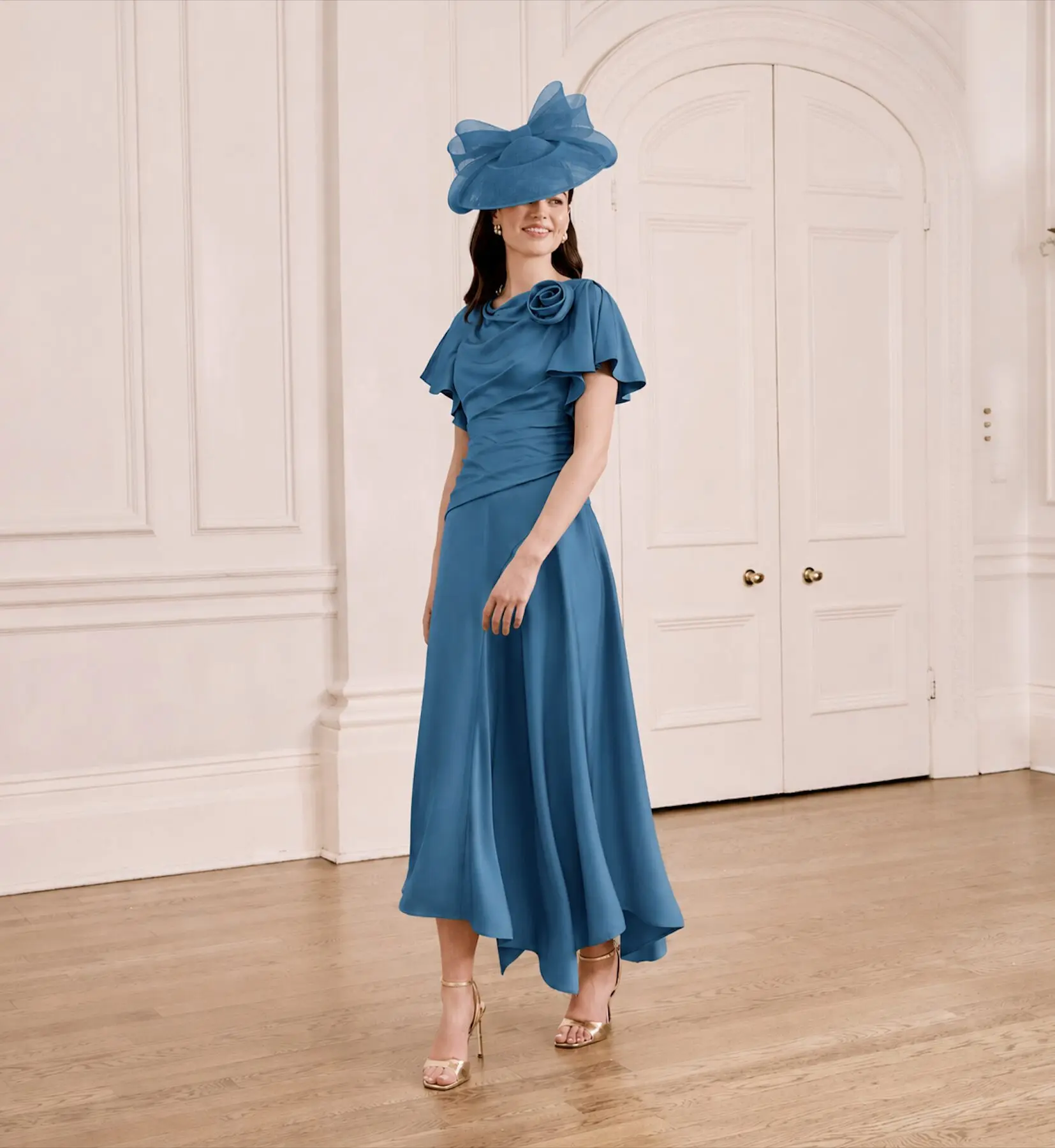 john charles blue dress John Charles / 29207 Chiffon & Bead Dress Blue Rose Thirty Three Boutique